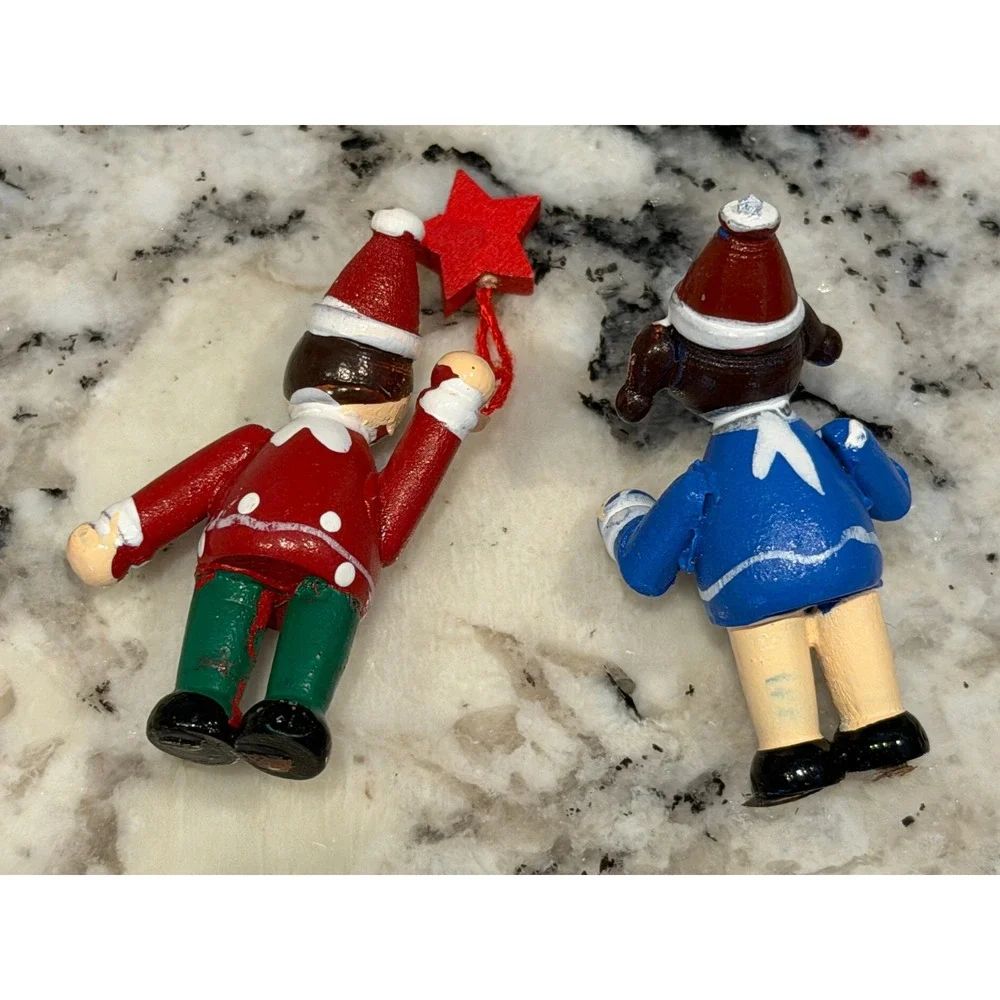 Kurt S Adler 2 Wooden Figures Miniature Vintage Christmas Advent Calendar Kitsch